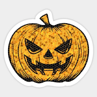 Orange Mosaic Carved Pumpkin Graphic Sticker